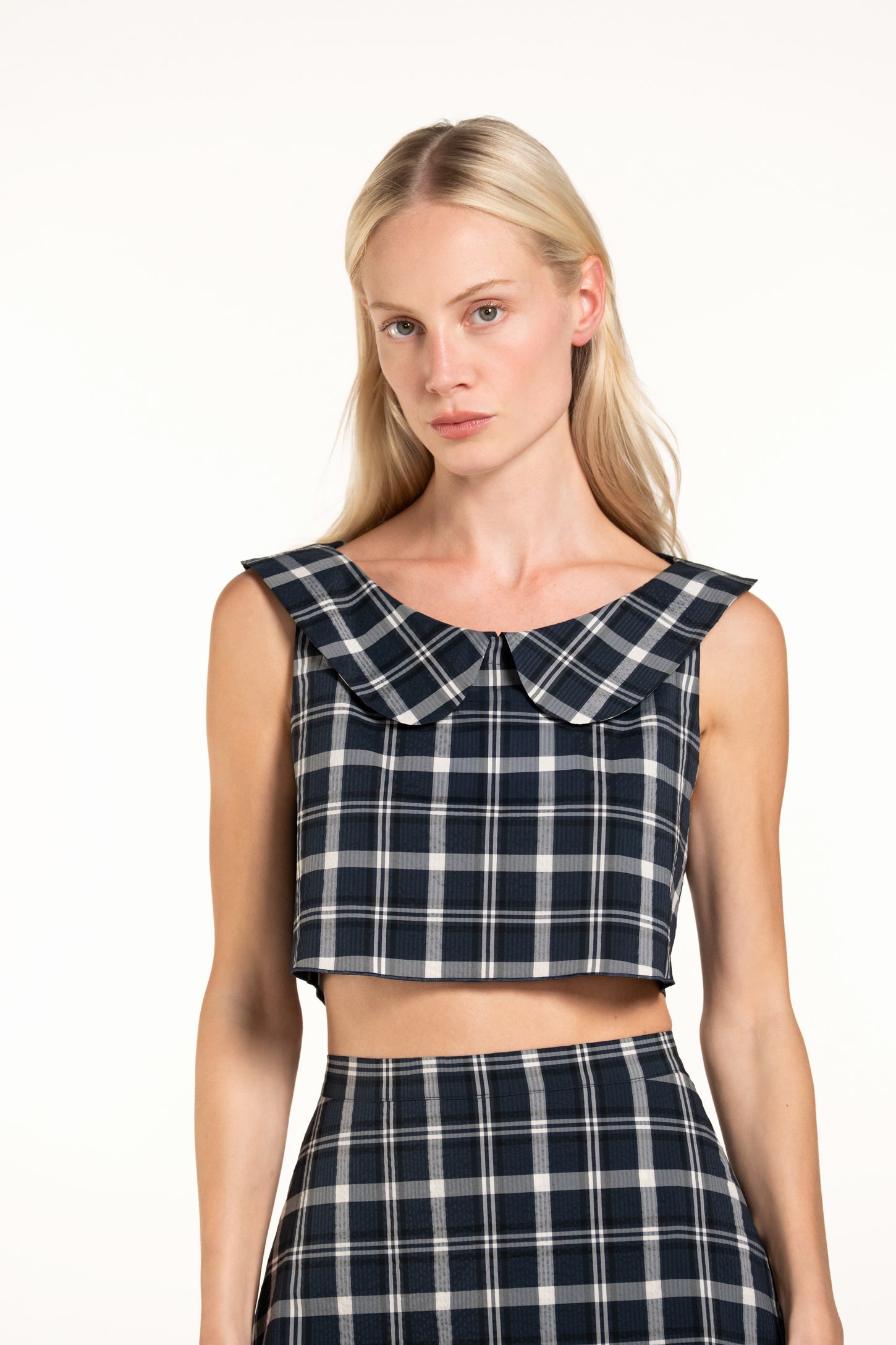Gabriella Top - Navy - Plaid