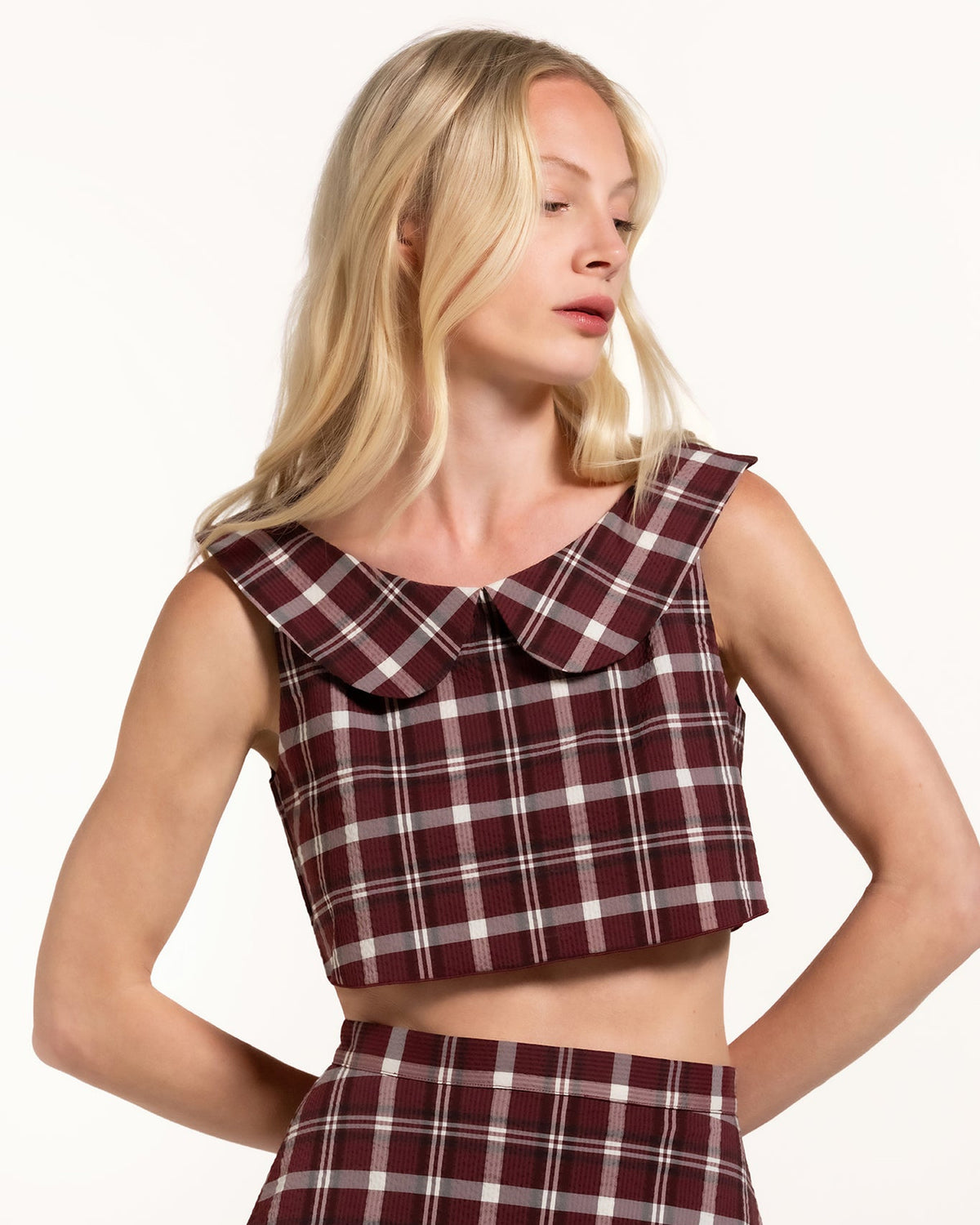Zhiggie Gabriella Top in wine plaid