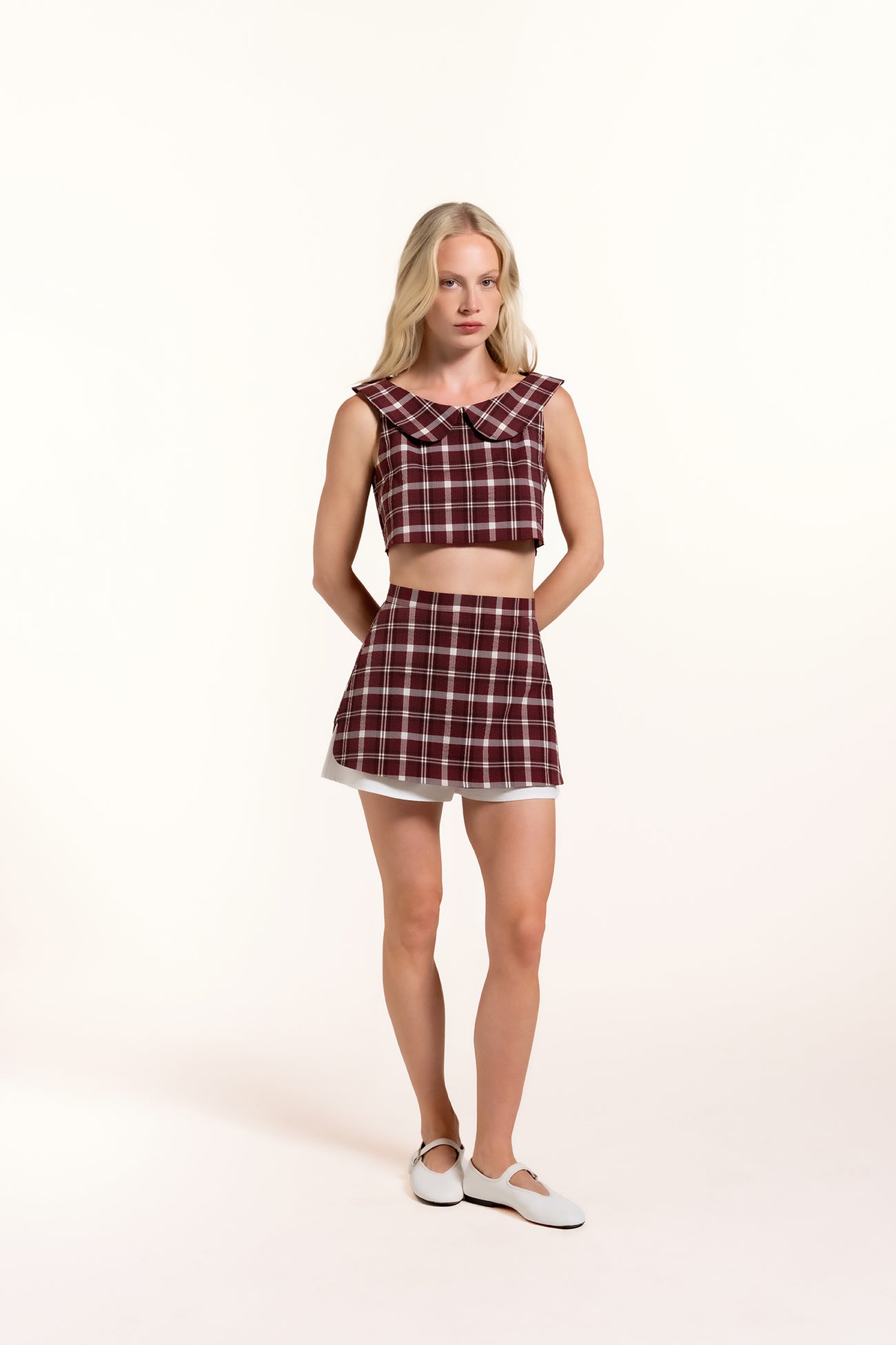 Zhiggie Romy Skort in wine plaid