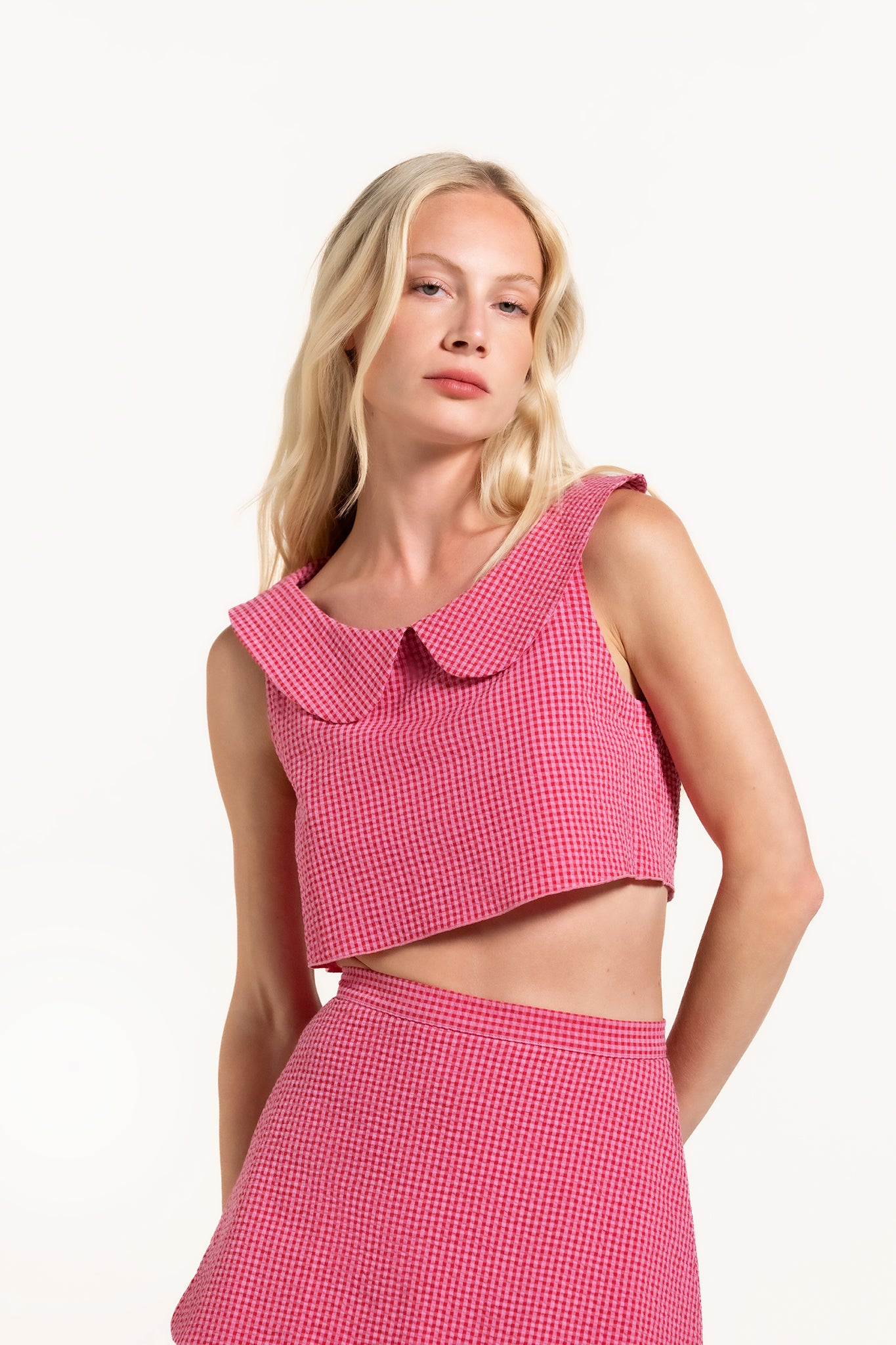 Zhiggie Gabriella Top in raspberry gingham