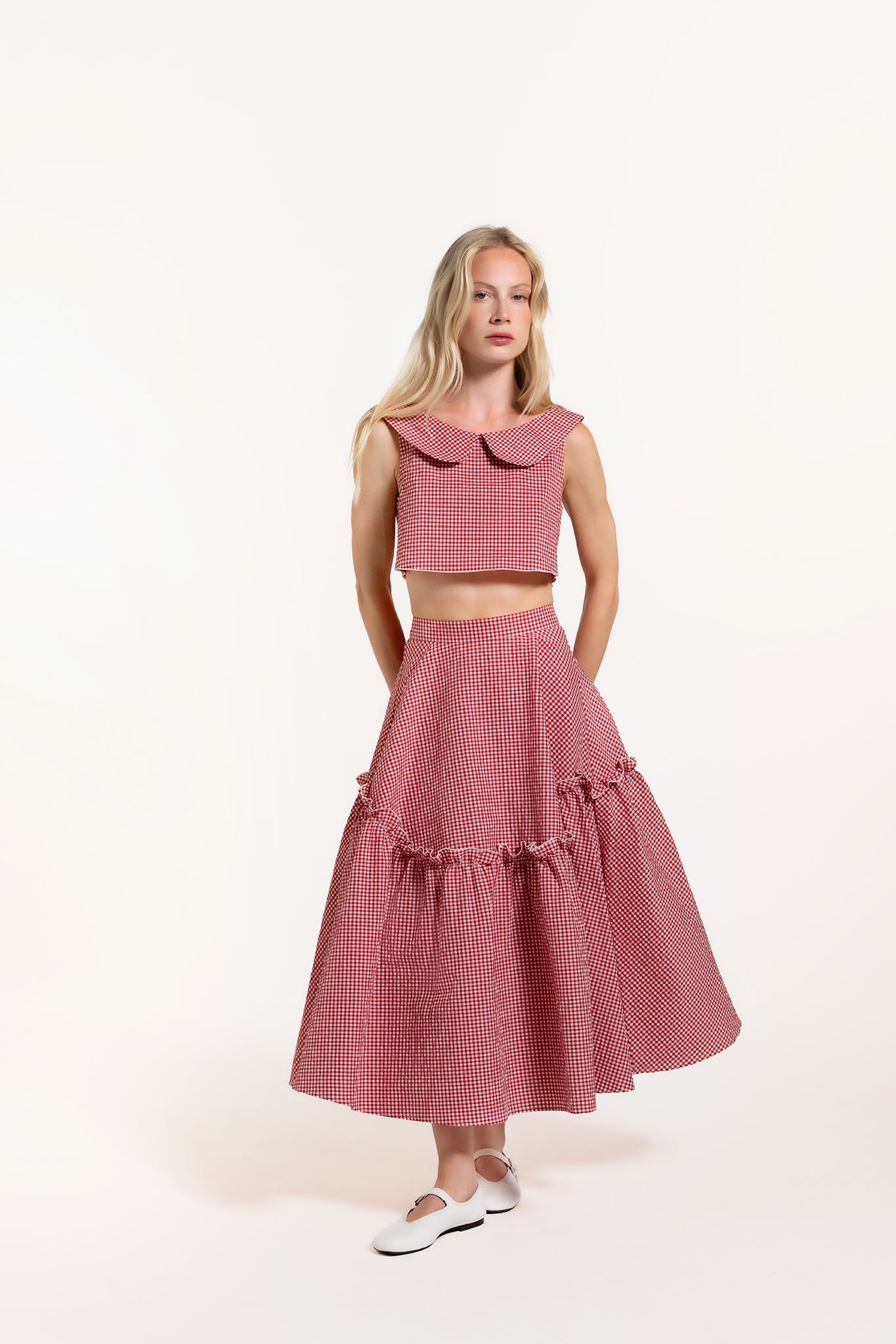 Zhiggie Mathilde Skirt in cherry gingham