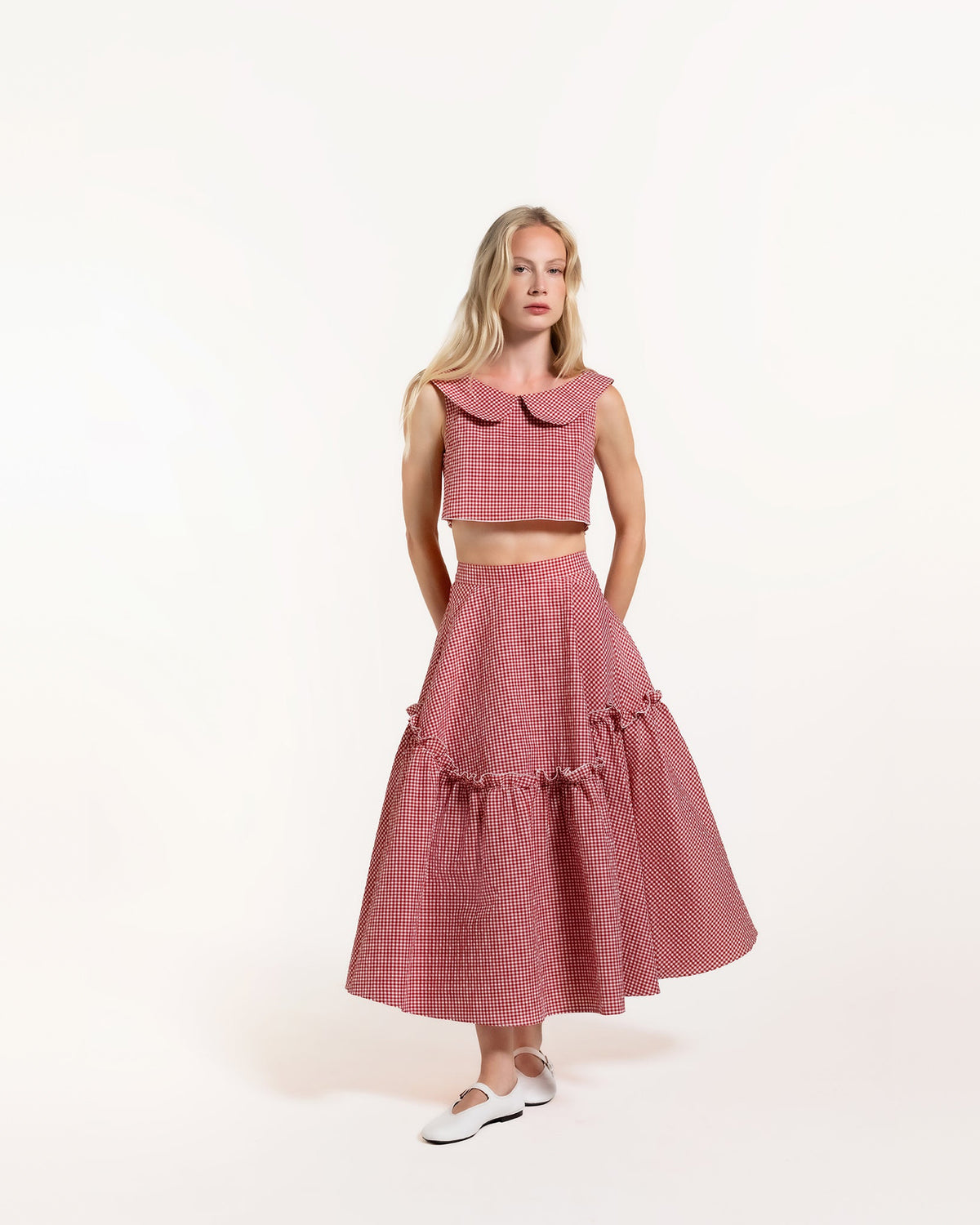 Zhiggie Mathilde Skirt in cherry gingham