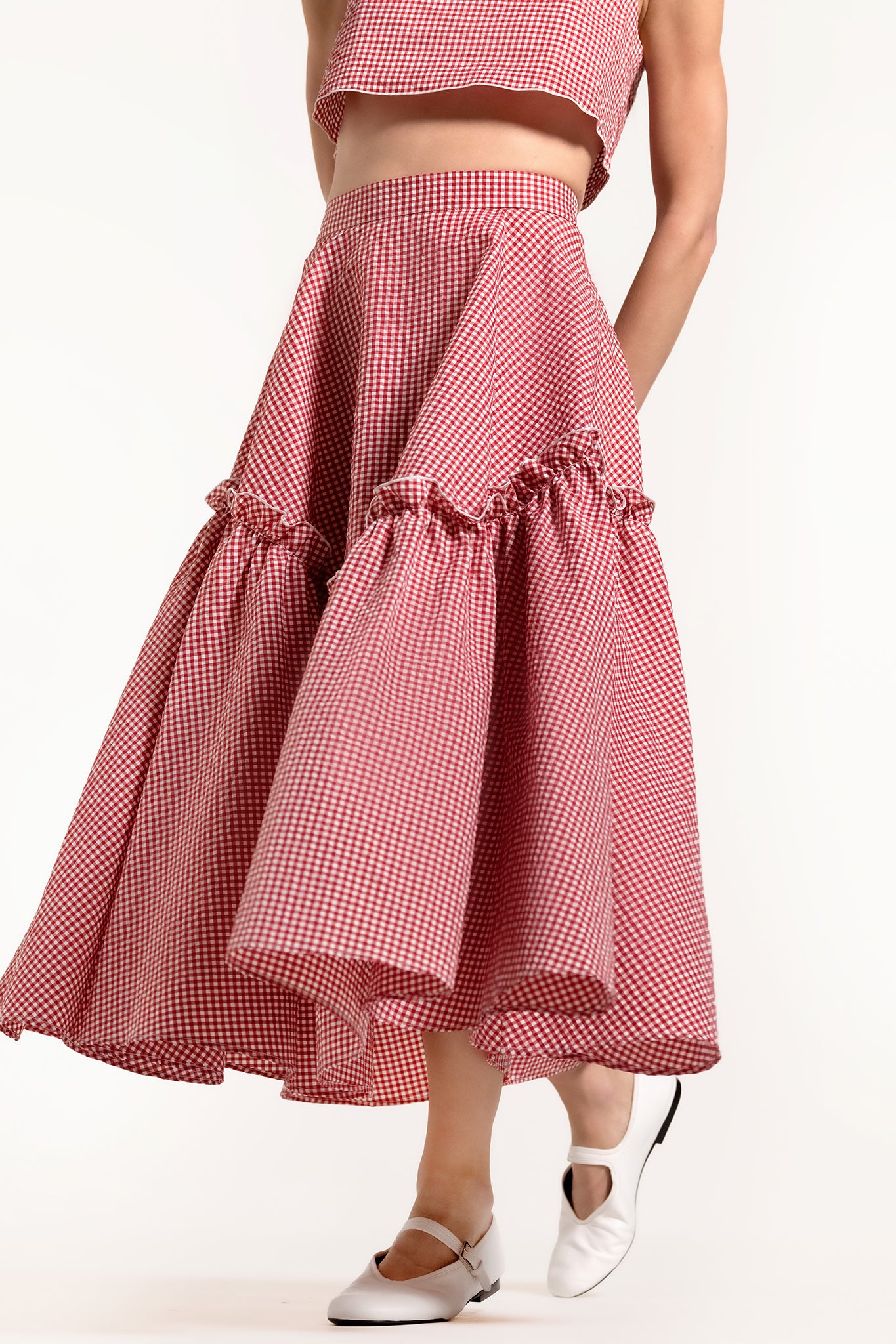 Mathilde Skirt - Cherry - Gingham