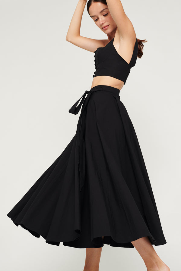 Anane cotton skirt, BLACK