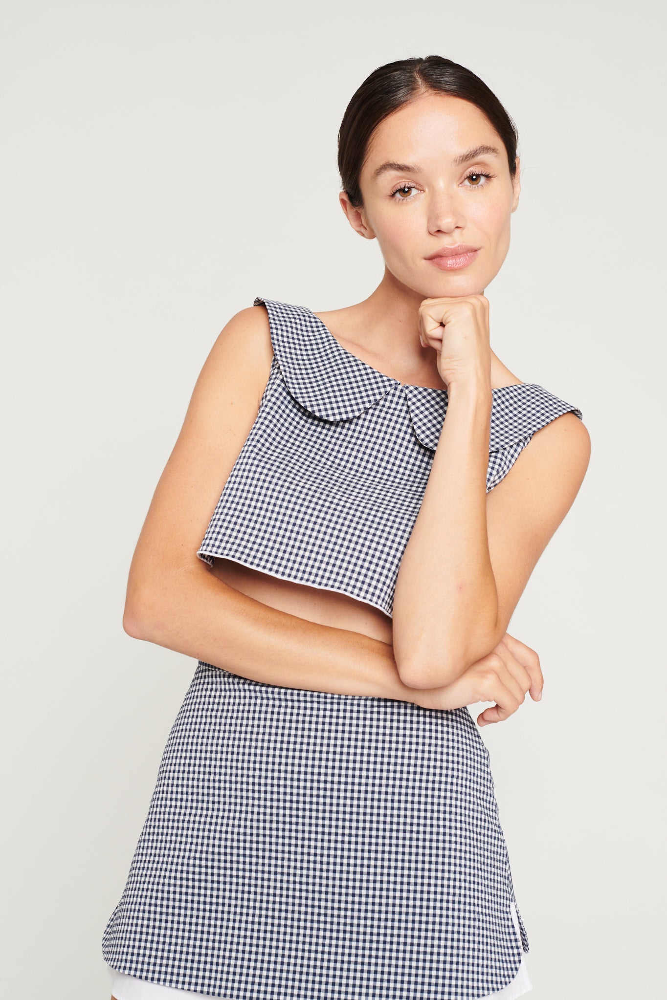 GABRIELLA top in navy gingham