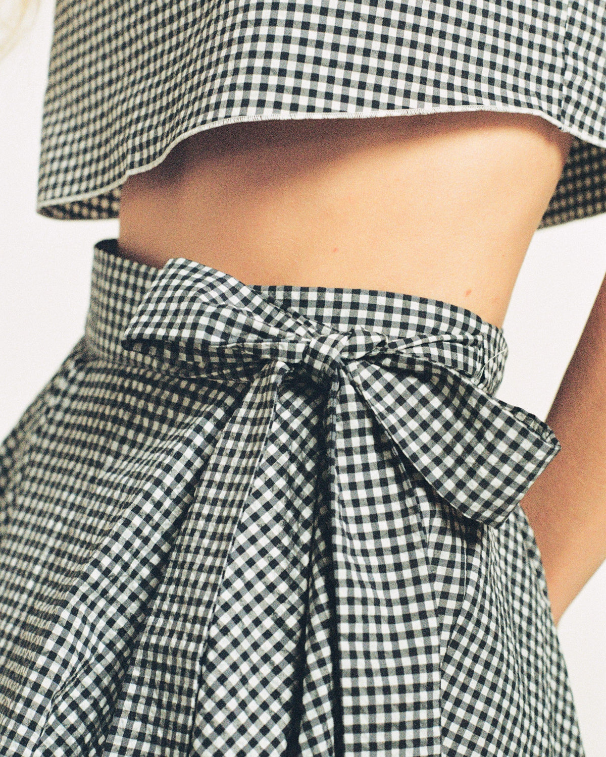 Zhiggie Romy Skort in navy gingham, film photograph