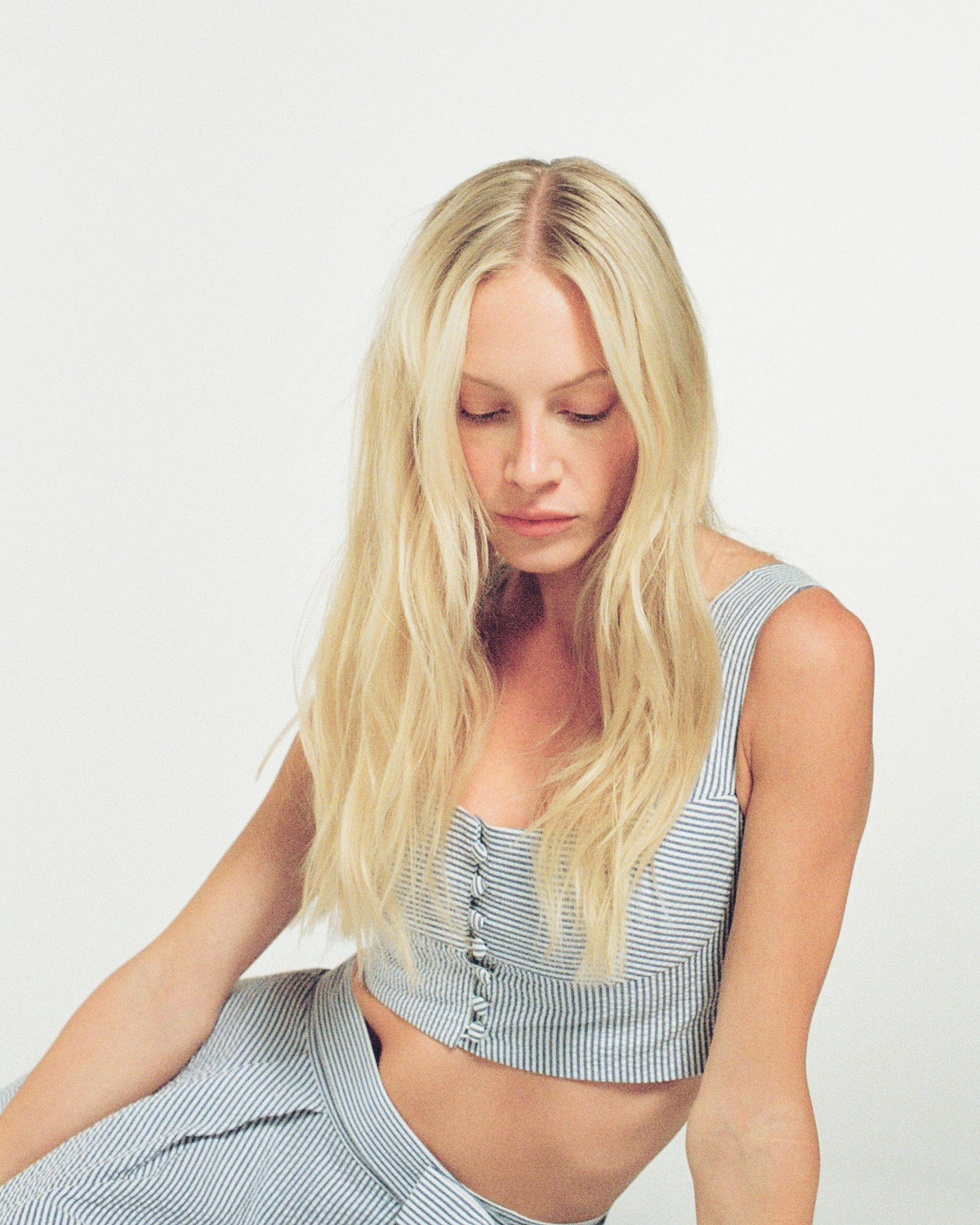 Zhiggie Acacia Top in ice stripes, film photograph
