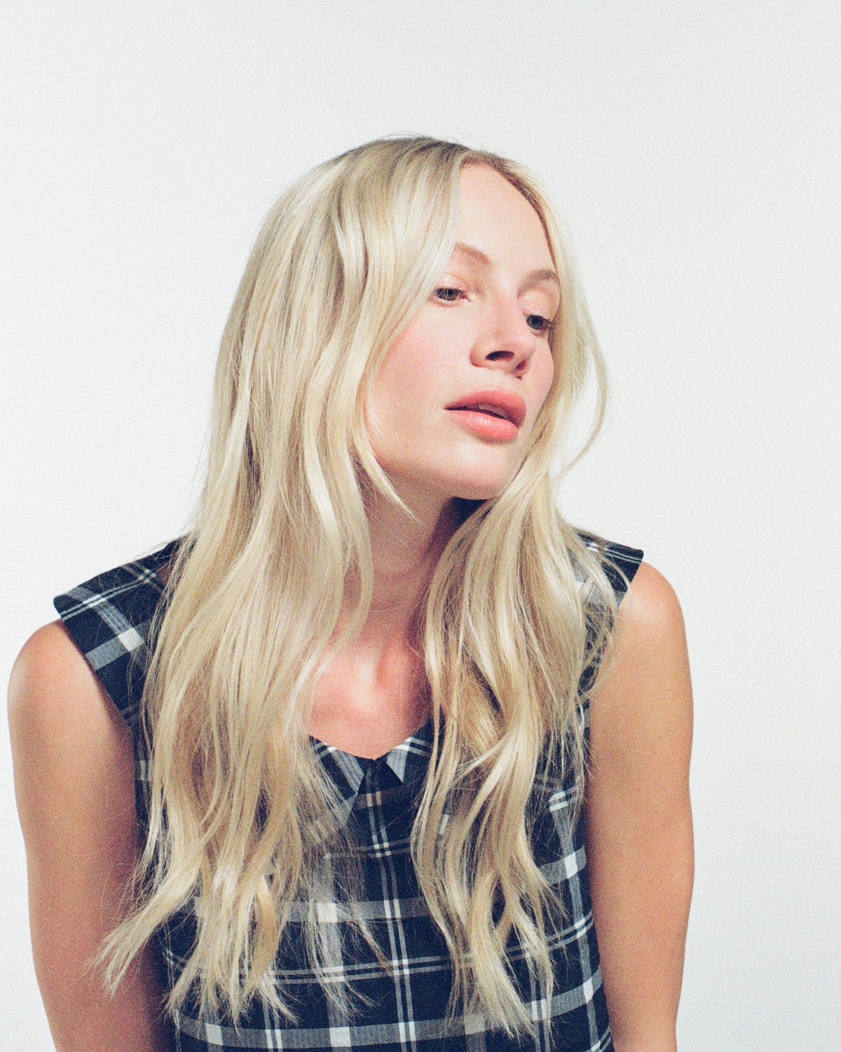 Zhiggie Gabriella Top in loch plaid, film photograph